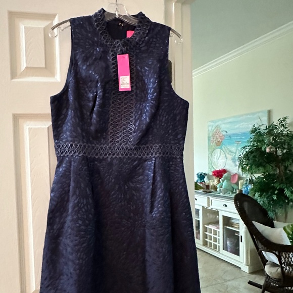 Lilly Pulitzeer Franci  Dress, True Navy Lagoon Jacquard, NWT - Picture 1 of 13
